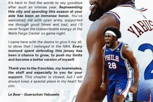 分手还是要体面！亚布塞莱：费城永远在我心中