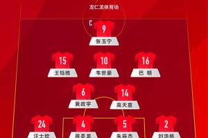 变阵4231！国足官方阵型：高天意、黄政宇双后腰，巴顿右边前卫
