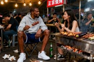 KD邀请女主持人看比赛：来德州我请你吃烧烤 德州人就是热情好客