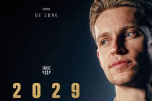 中场大将续约！官方：巴萨与德容续约至2029年，据悉解约金5亿欧图片